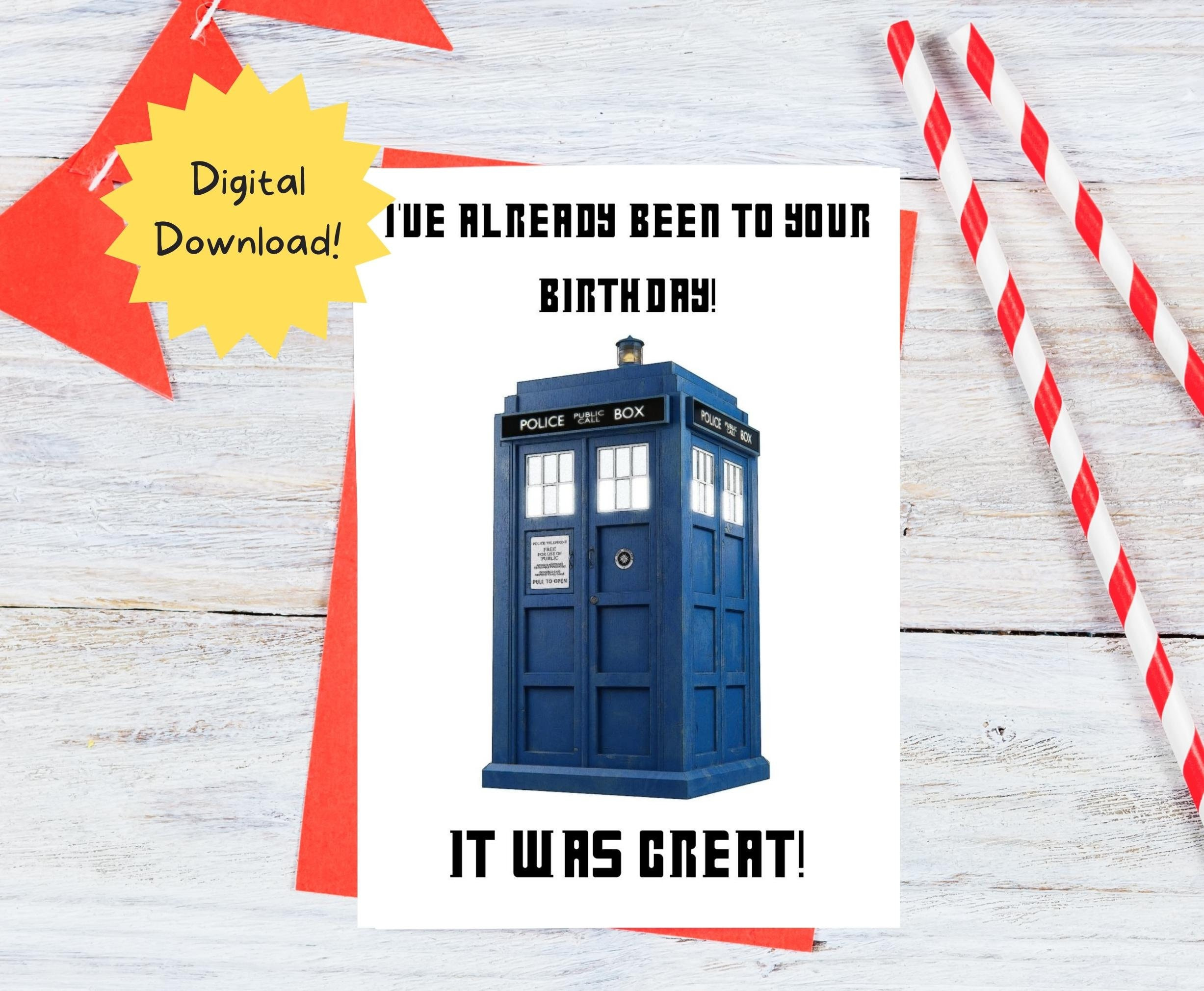 Printable Doctor Who Birthday Card, Instant Download, 7X5 Inch throughout Free Printable Dr Who Birthday Card