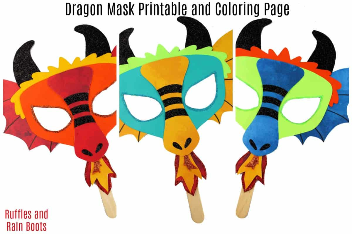 Printable Dragon Mask - Coloring Page And Template - Ruffles And in Dragon Mask Printable Free