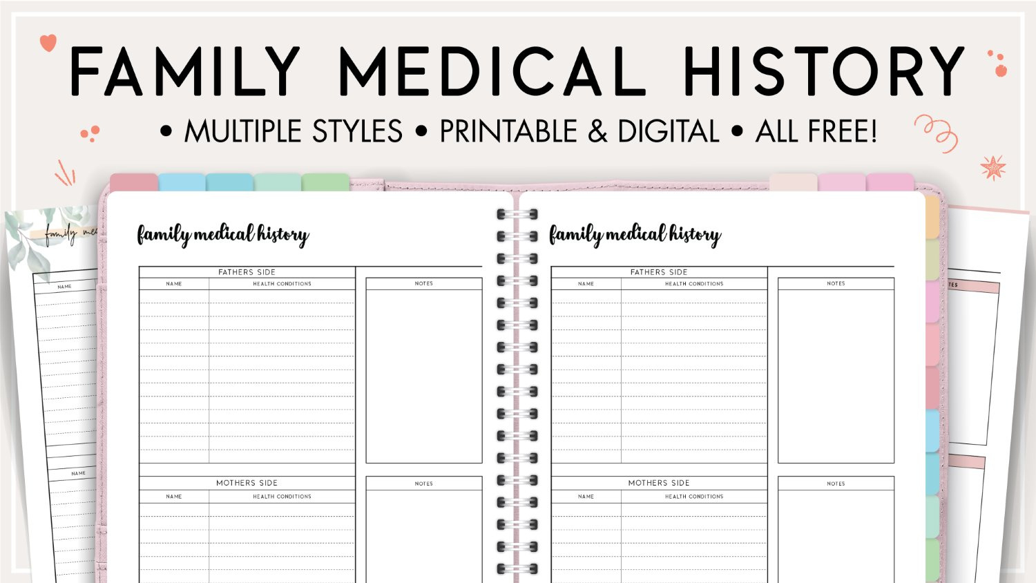 Printable Family Medical History Template - World Of Printables within Free Printable Family History Forms