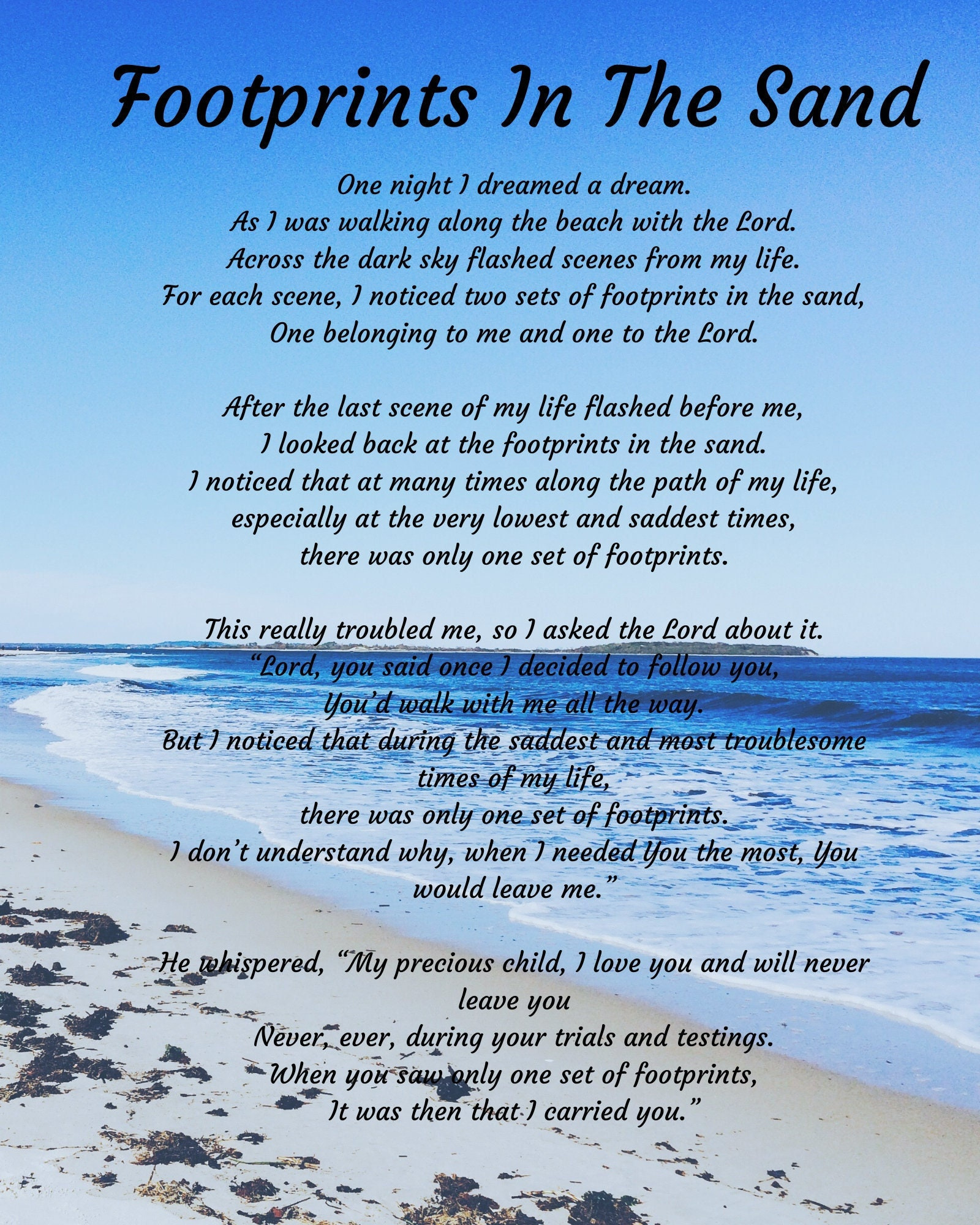 Printable Free Printable Footprints In The Sand - Etsy Uk for Footprints In The Sand Printable Free