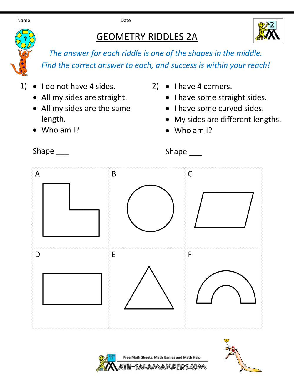 Printable Geometry Worksheets - Riddles - Worksheets Library with regard to Free Printable Geometry Worksheets For Middle School