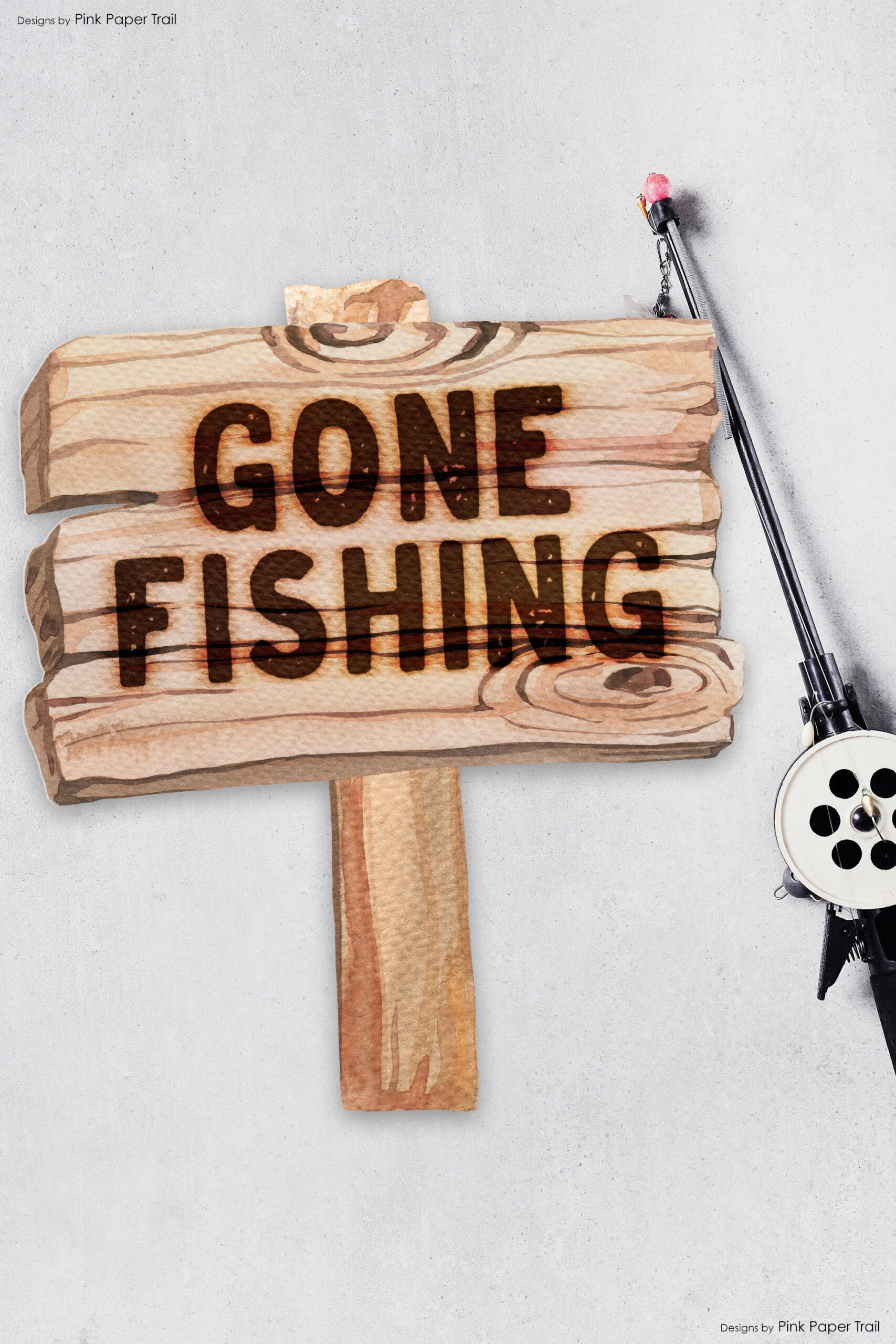 Printable Gone Fishing Party Sign Decoration, Gone Fishing Sign in Free Printable Gone Fishing Sign