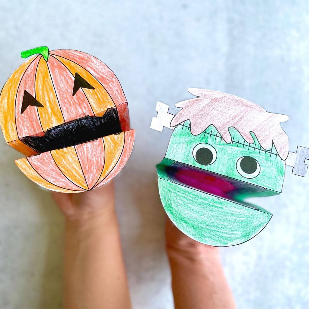 Printable Halloween Puppets - Easy Halloween Coloring Crafts within Free Printable Halloween Paper Crafts