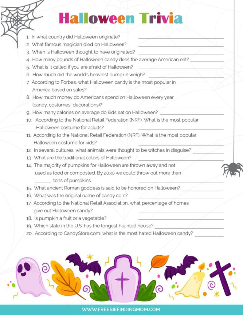 Printable Halloween Trivia Questions And Answers with Halloween Trivia Questions And Answers Free Printable