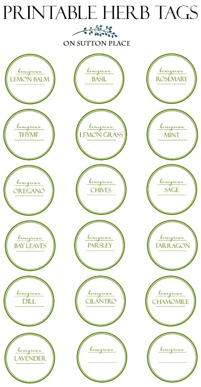 Printable Herb Tags For Storing Dried Herbs - On Sutton Place with Free Printable Herb Labels