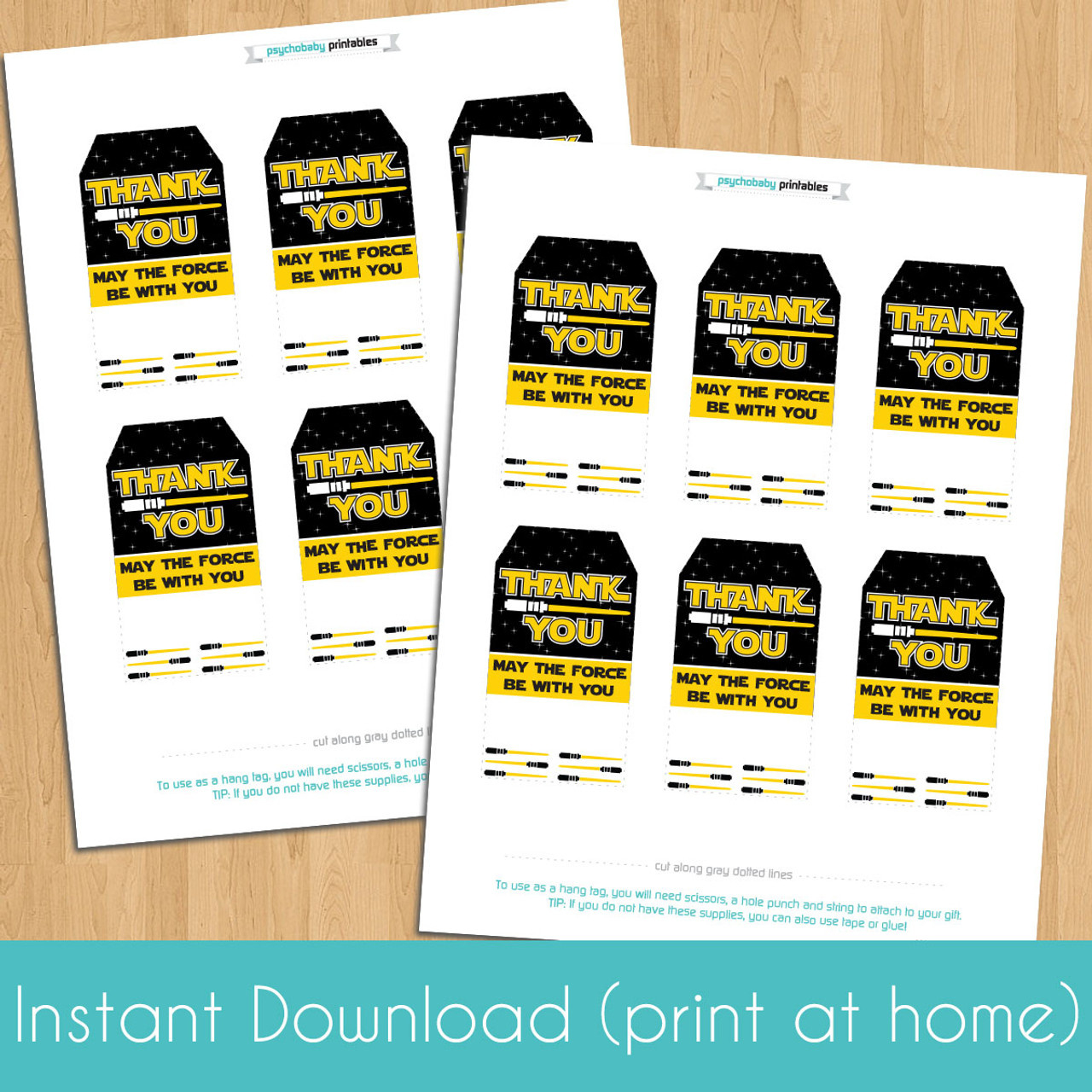 Printable Jedi Birthday Favor Tags (Instant Download) - Worksheets in May The Force Be With You Free Printable