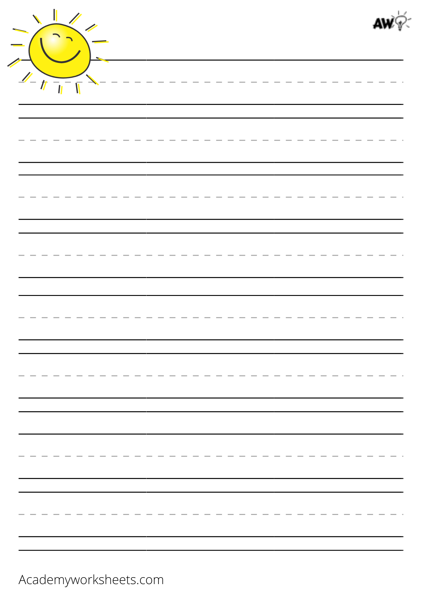 Printable Lined Paper For Kids - Academy Worksheets - Worksheets throughout Elementary Lined Paper Printable Free