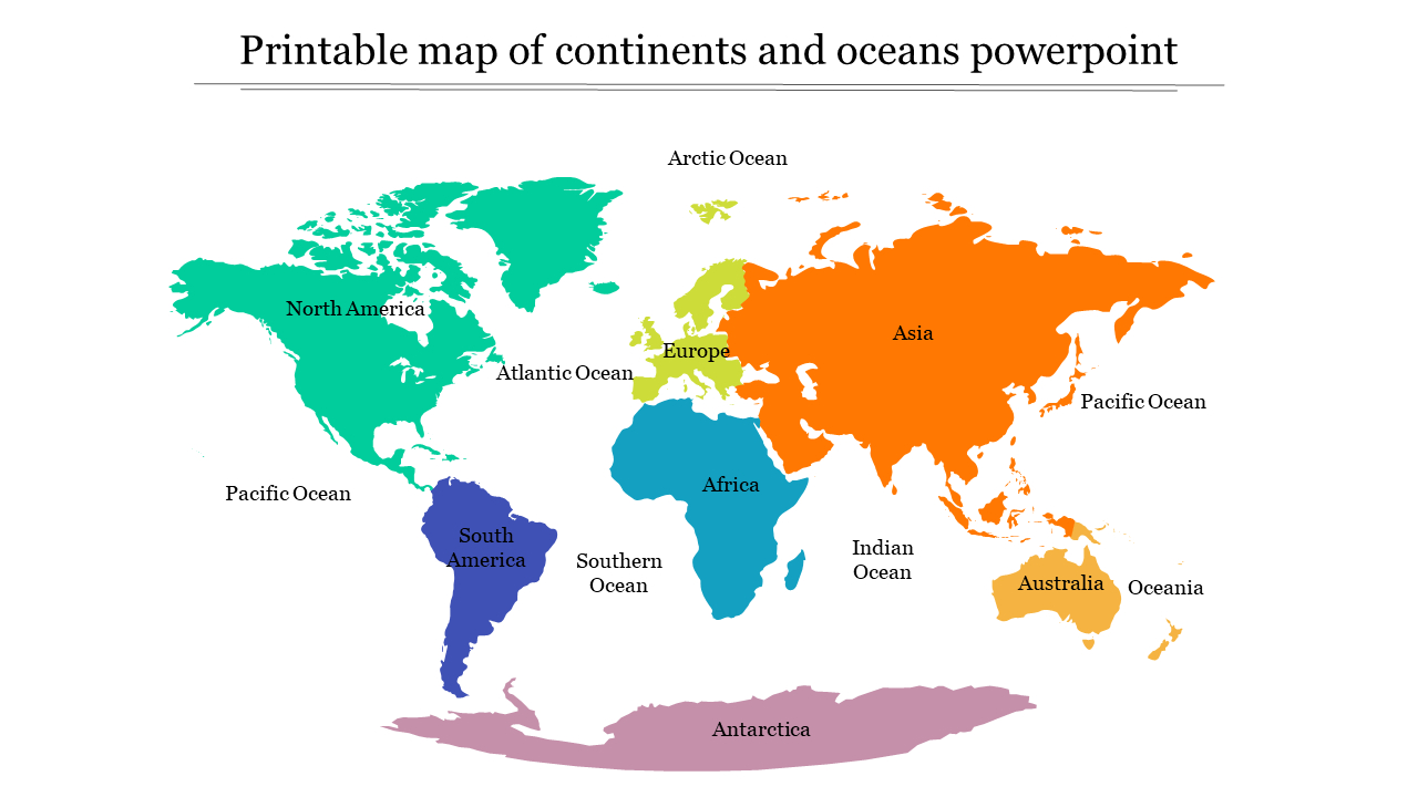 Printable Map Of Continents And Oceans Ppt And Google Slides for Free Printable Map Of Continents And Oceans