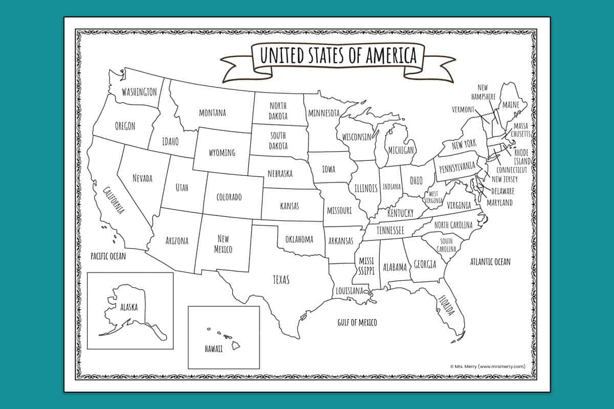 Printable Map Of The United States | Mrs. Merry - Worksheets Library intended for Free Printable State Maps