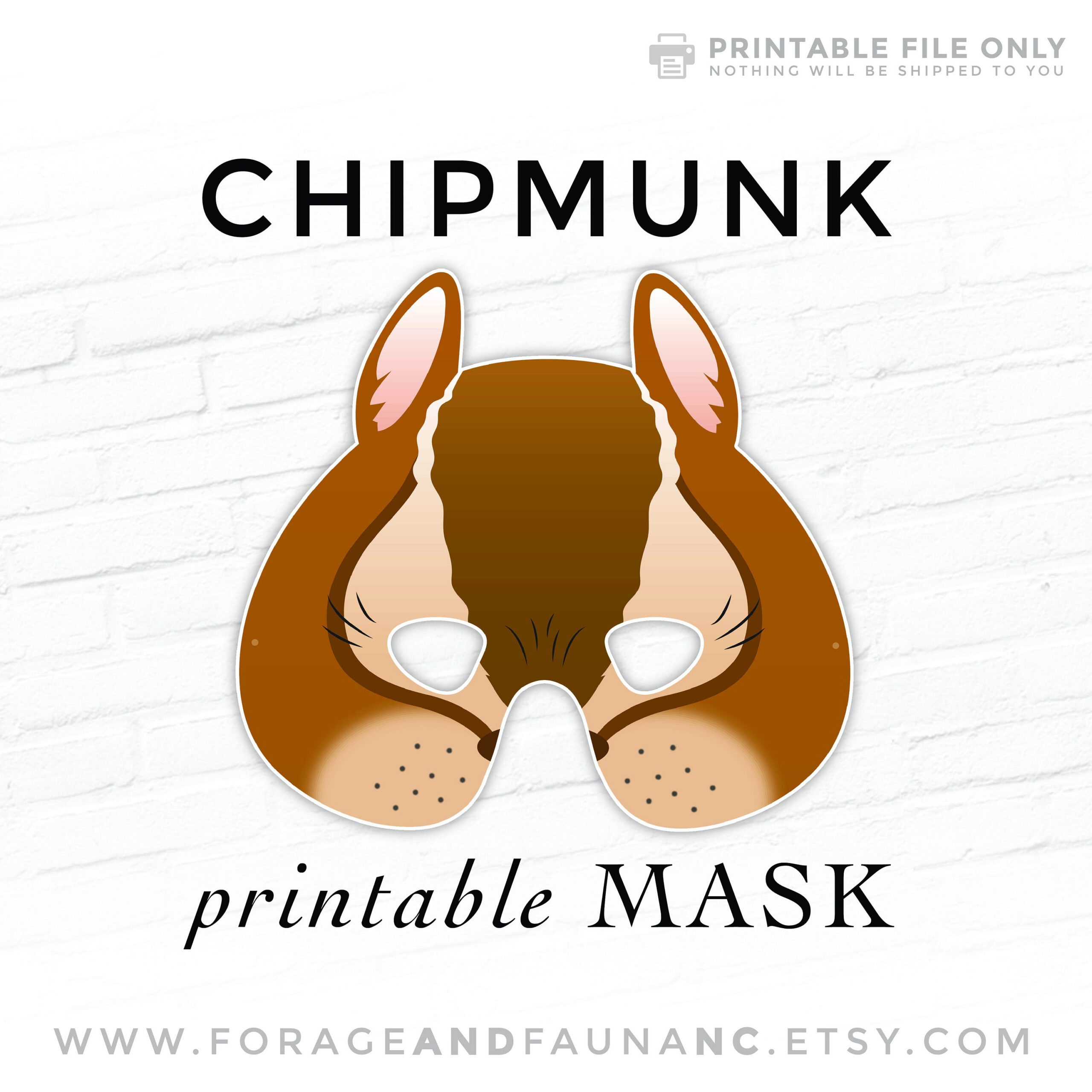 Printable Mask, Halloween, Animal Mask, Chipmunk Mask, Alvin with Free Printable Chipmunk Mask