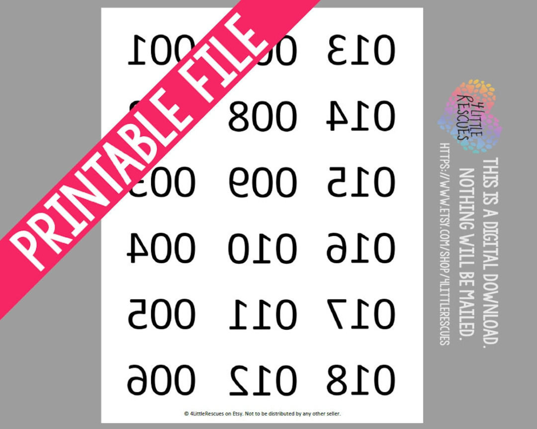 Printable: Mirror Image (Reverse) Backwards Numbers 1-180 / Numbered Item Inventory Tag / Tags For Live Sales To 180 - Etsy pertaining to Free Printable Mirrored Numbers