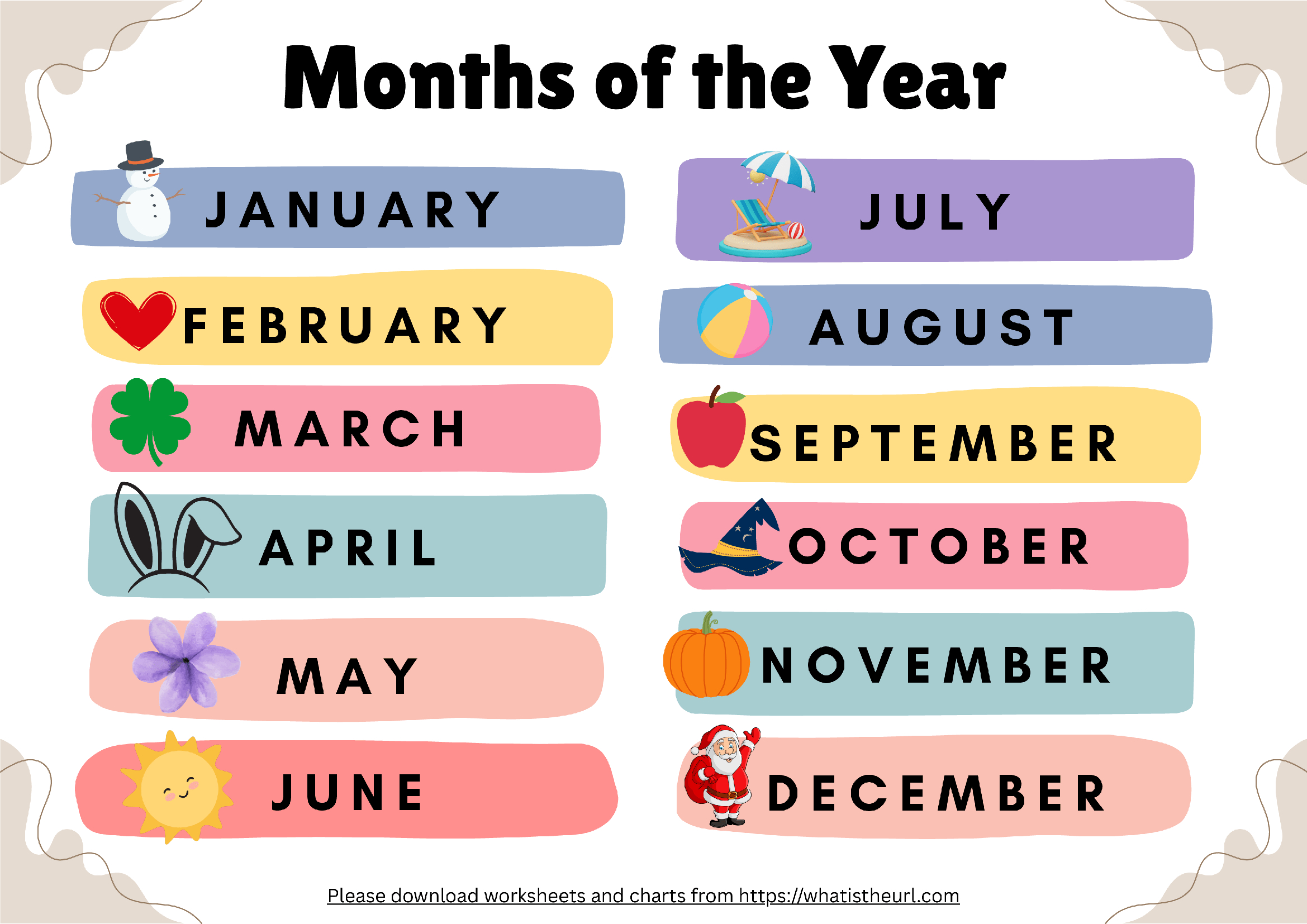Printable Months Of The Year Chart - Your Home Teacher with Free Printable Months Of The Year Chart