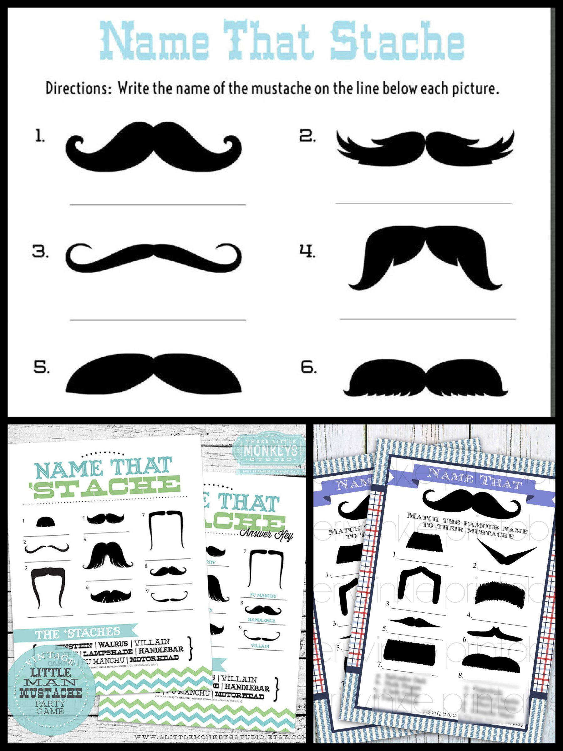 Printable Mustache Bash Game | Baby Shower Ideas | Partyideapros inside Name That Mustache Game Printable Free