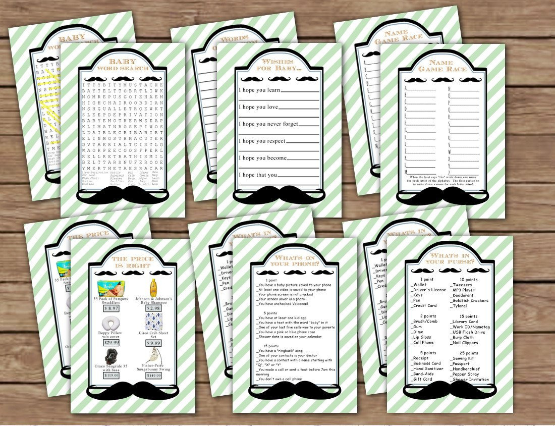 Printable Mustache Bash Game | Baby Shower Ideas | Partyideapros with Name That Mustache Game Printable Free
