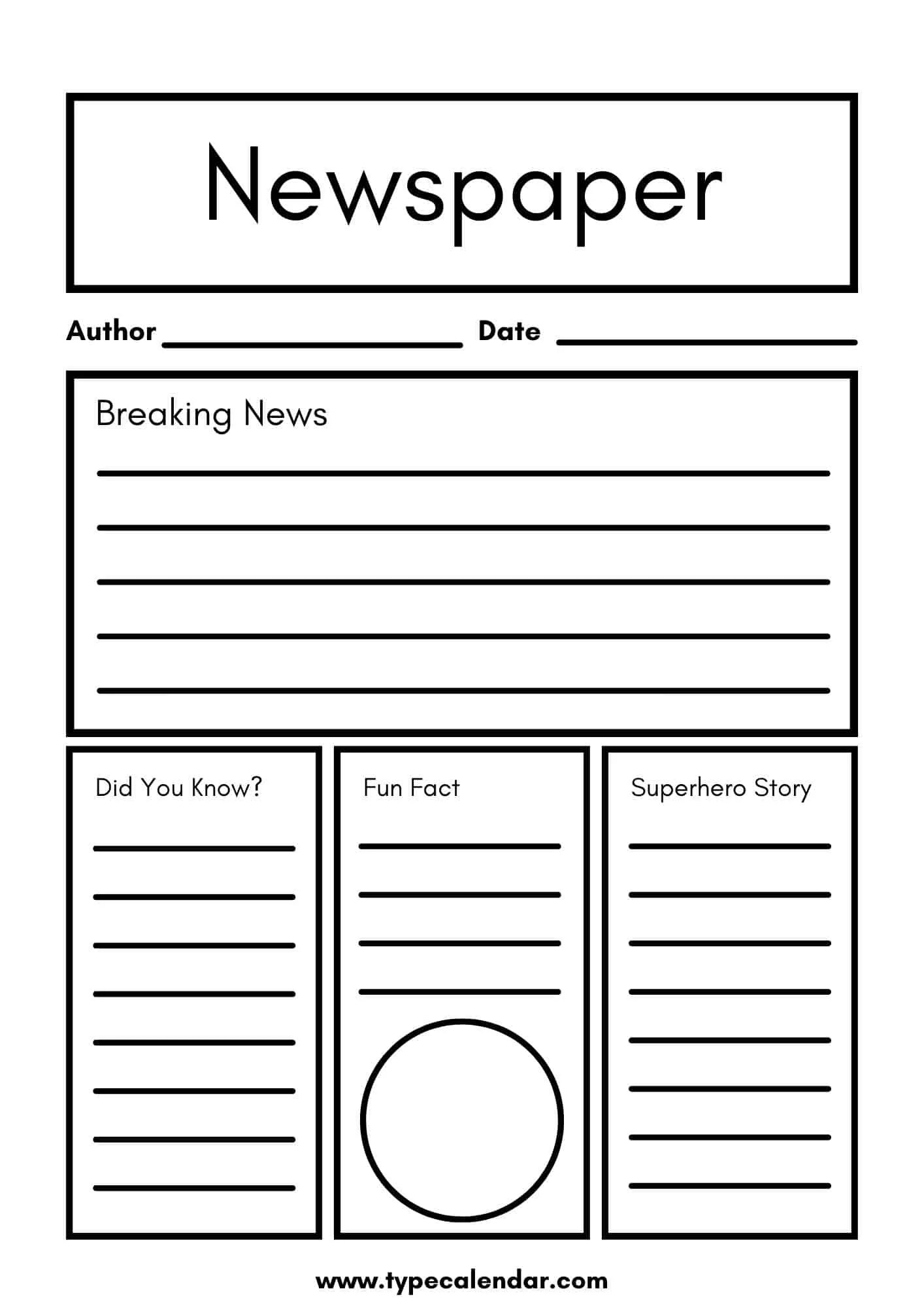 Printable News Articles - Printable Bingo Cards pertaining to Free Printable Newspaper Templates For Students