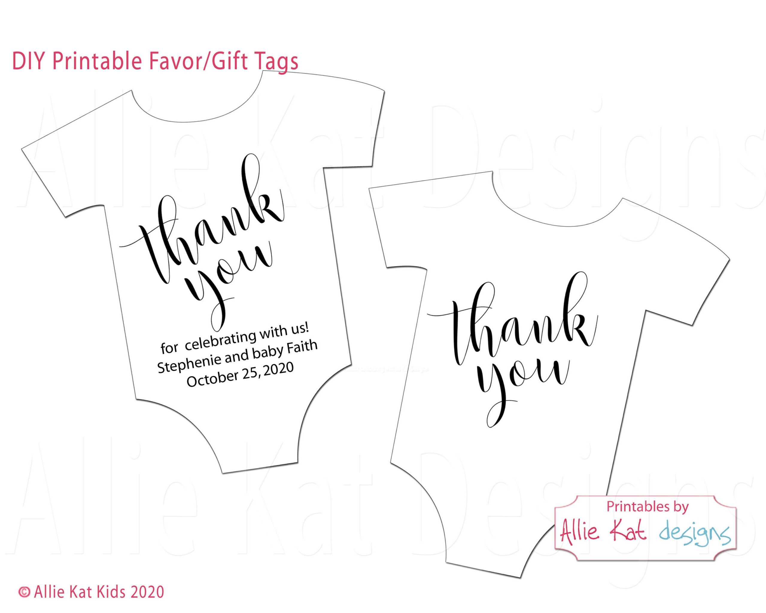 Printable Onesie Favor Tag Template, Baby Shower Favor Tag, Thank regarding Free Printable Baby Shower Favor Tags Template