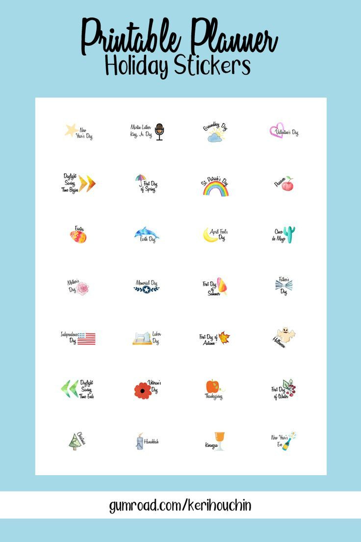 Printable Planner Holiday Stickers pertaining to Free Printable Holiday Stickers