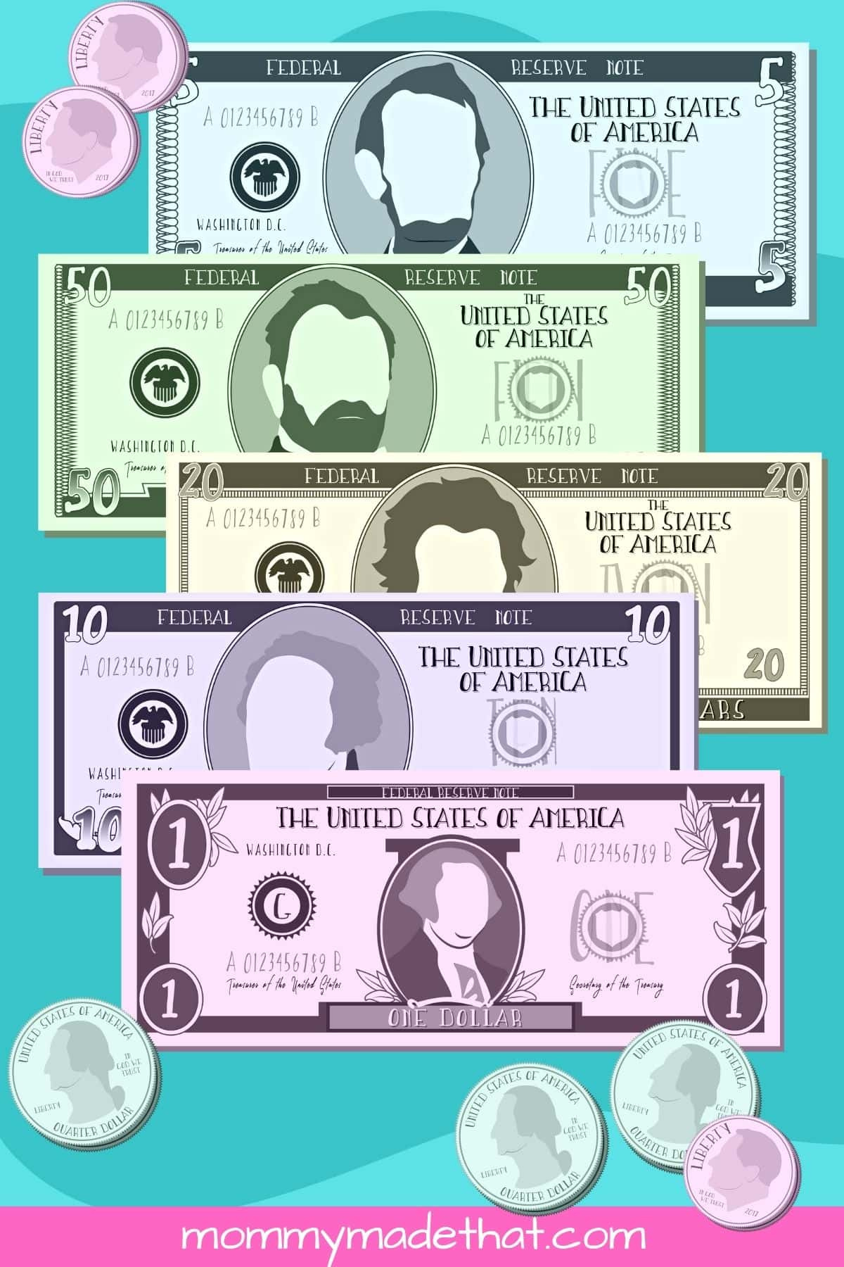 Printable Play Money (Lots Of Free Fake Money Templates) within Free Printable Dollar Bill Template