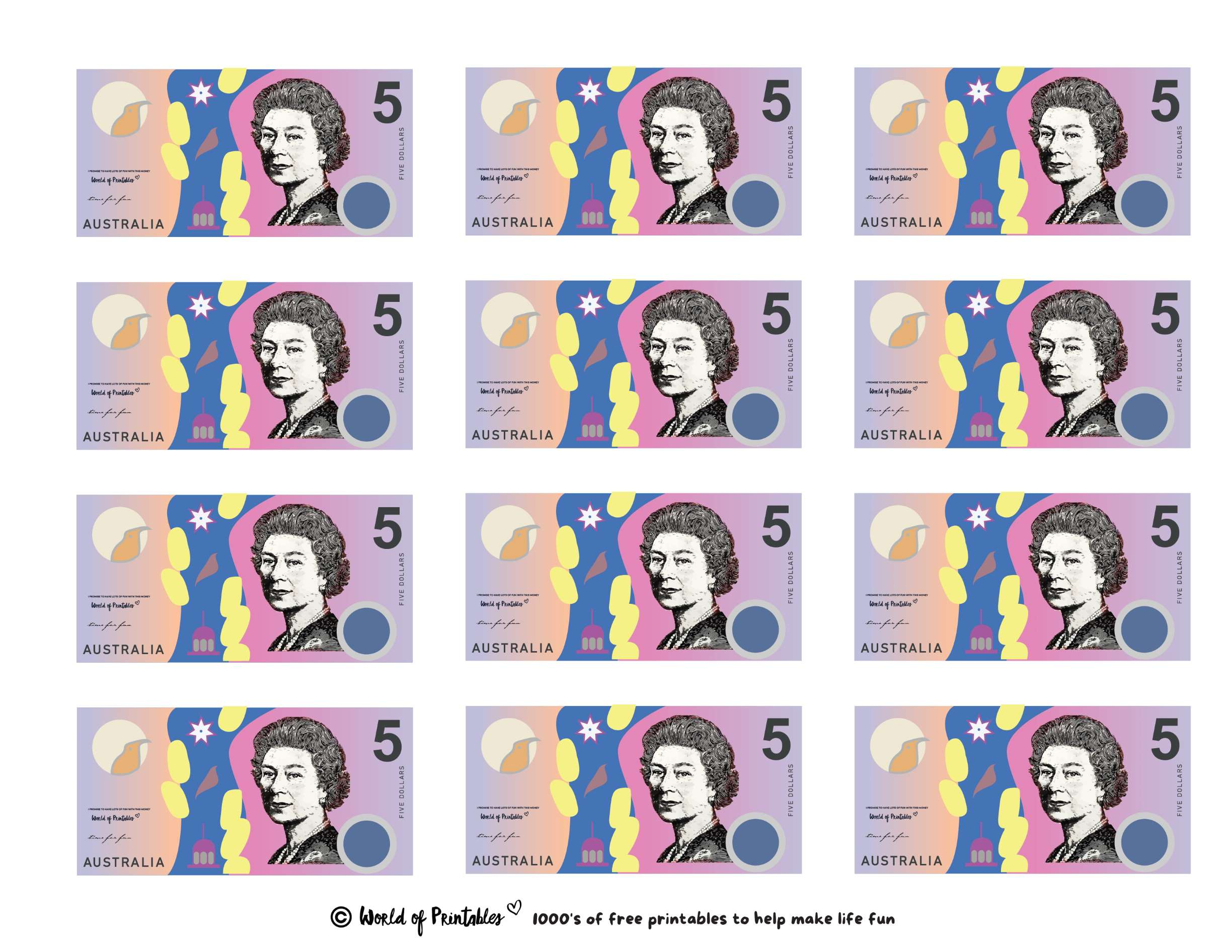 Printable Play Money - Play &amp;amp;Amp; Learn! - World Of Printables pertaining to Free Printable Australian Notes
