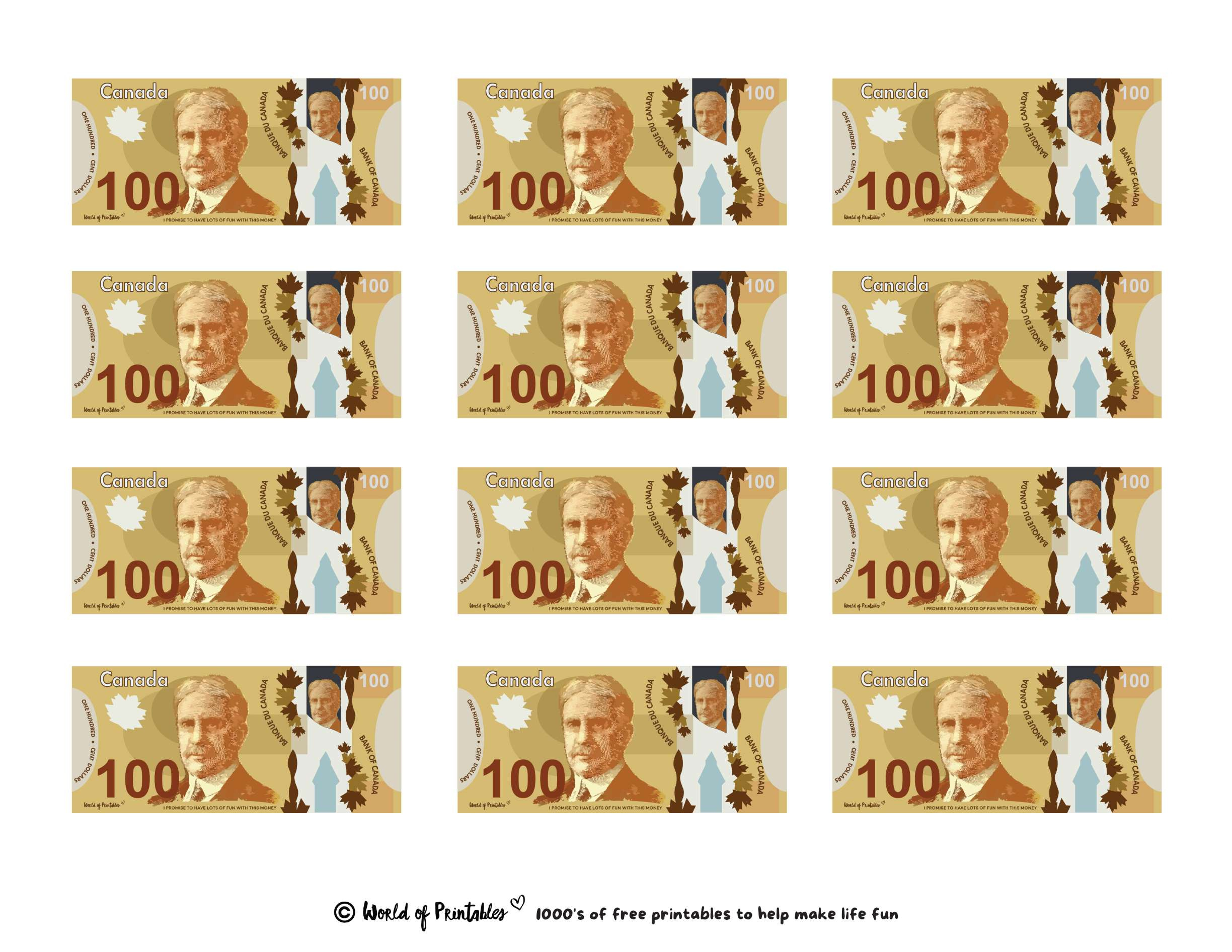 Printable Play Money - Play &amp; Learn! - World Of Printables intended for Free Printable Canadian Play Money For Kids