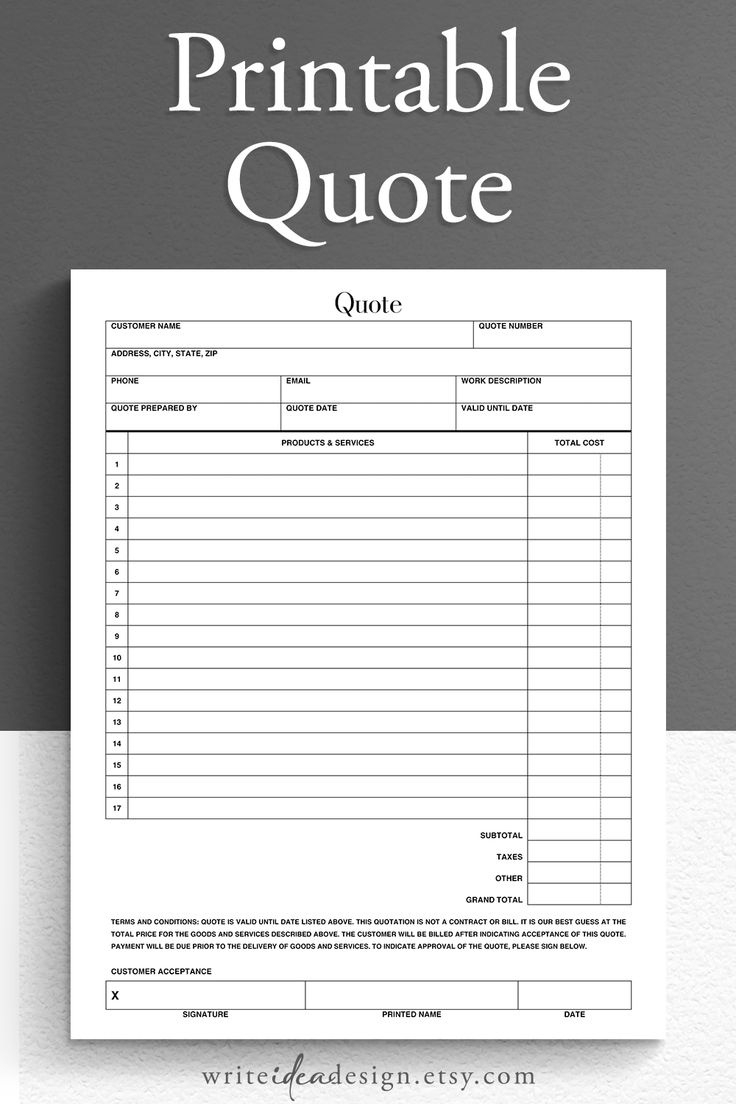 Printable Quote Template - Professional Quotes Made Easy intended for Free Printable Quotes Templates