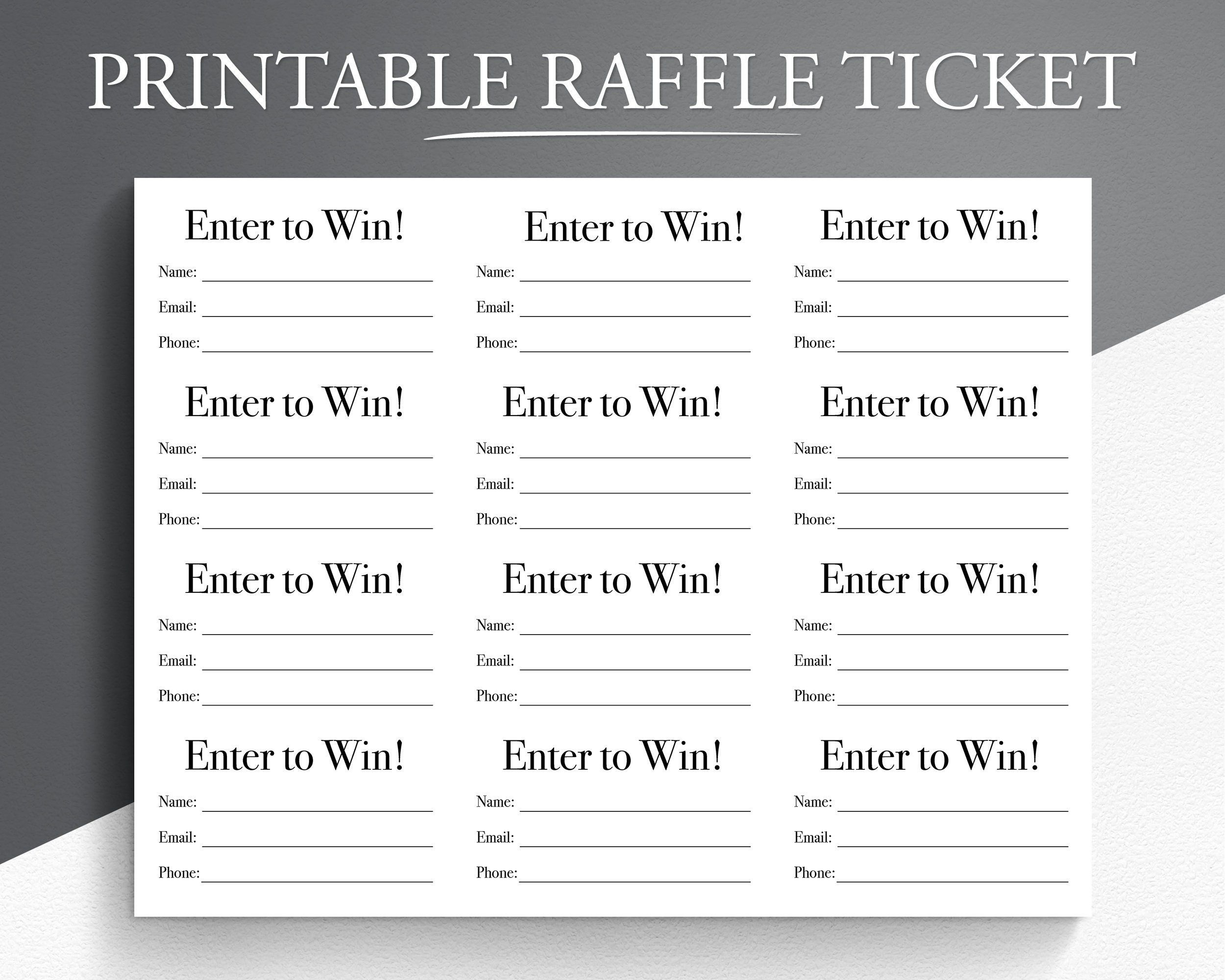 Printable Raffle Ticket. Enter To Win Printable Ticket regarding Free Printable Raffle Ticket Template Download