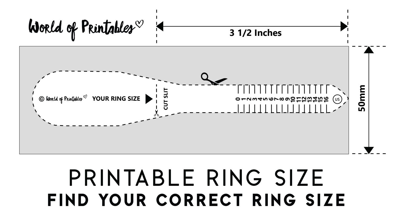 Printable Ring Size Chart - Find Your Ring Size Easy - World Of in Free Printable Ring Sizer Uk