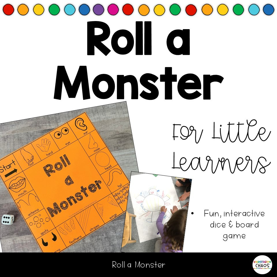 Printable Roll A Monster Game Freebie - Kindergarten Chaos with Roll A Monster Free Printable