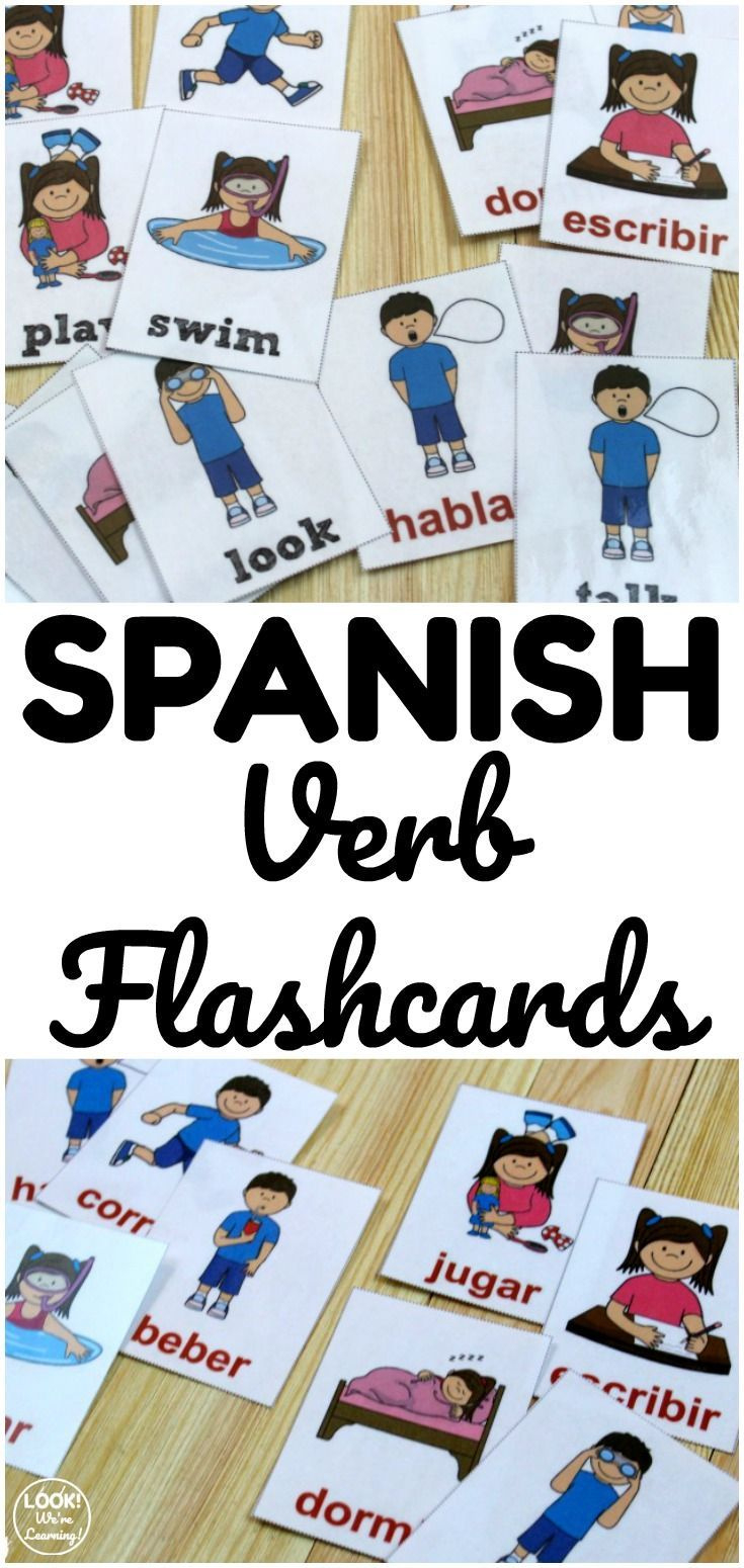 Printable Spanish Flashcards: Spanish Verb Flashcards pertaining to Free Printable Spanish Verb Flashcards