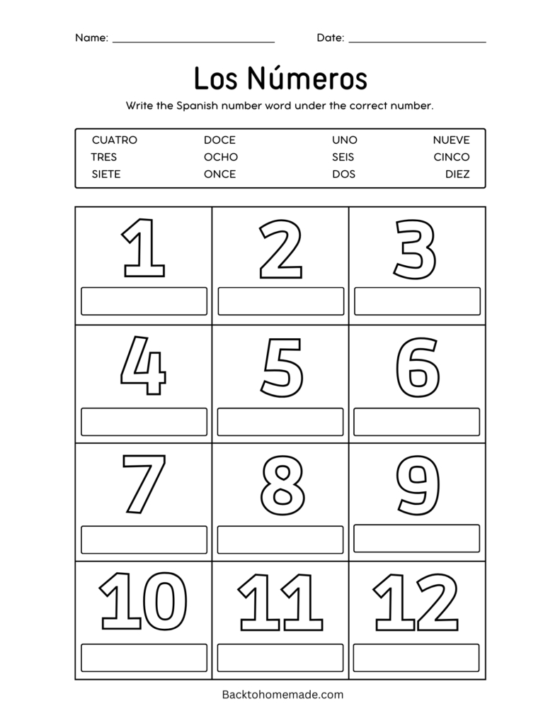 Printable Spanish Number Worksheets - Back To Homemade with regard to Free Printable Spanish Numbers