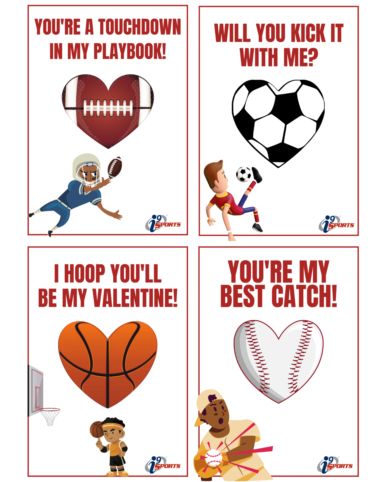 Printable Sports Themed Valentine&amp;#039;S Day Cards - I9 Sports® in Free Printable Football Valentines Day Cards