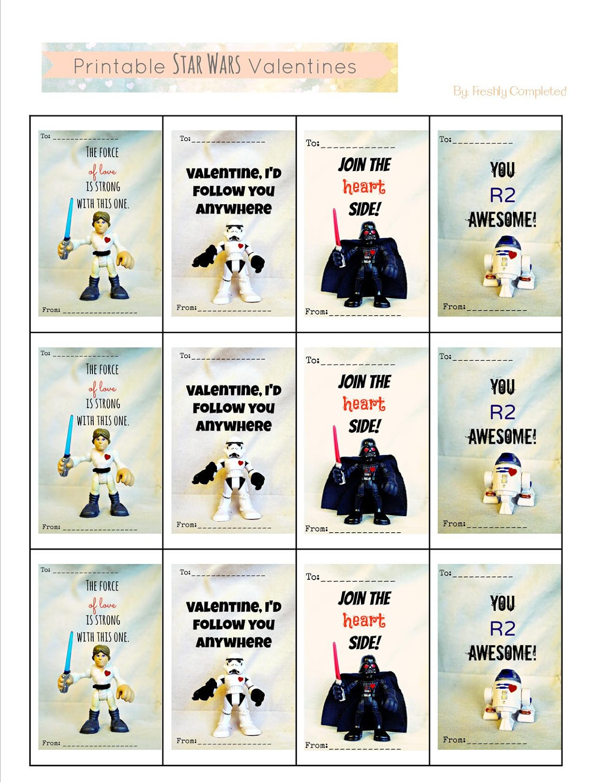 Printable Star Wars Valentines intended for Star Wars Printable Cards Free