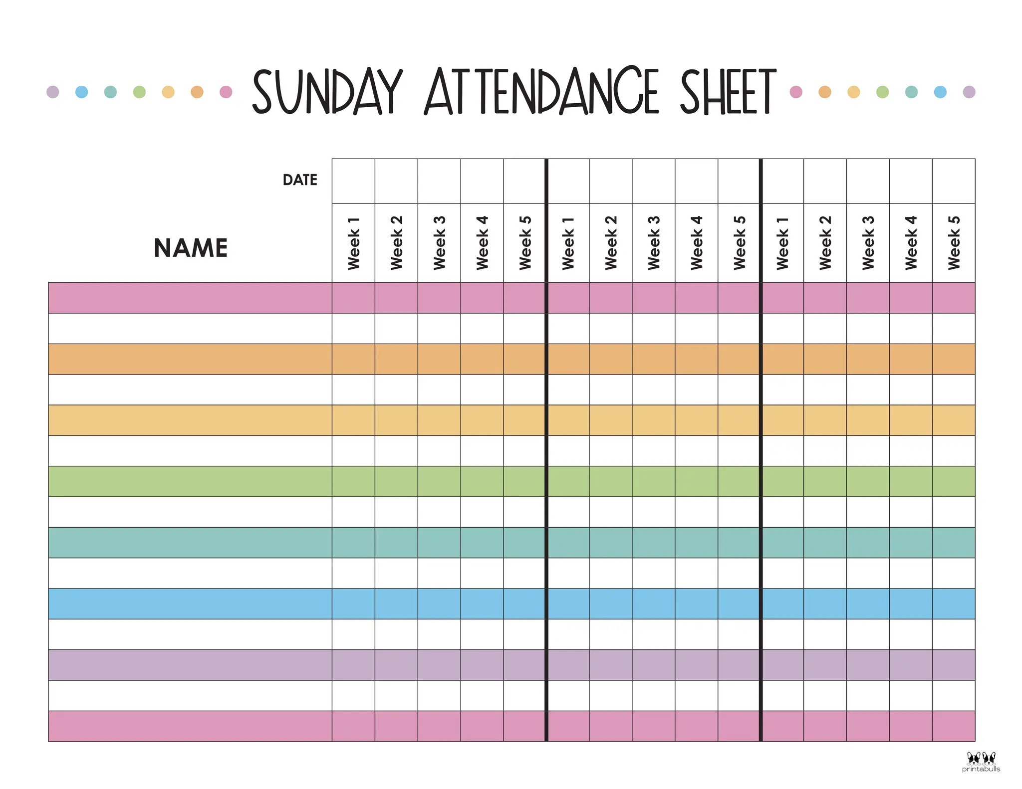 Printable-Sunday-School-Attendance-Sheet-2.Pdf pertaining to Sunday School Attendance Chart Free Printable
