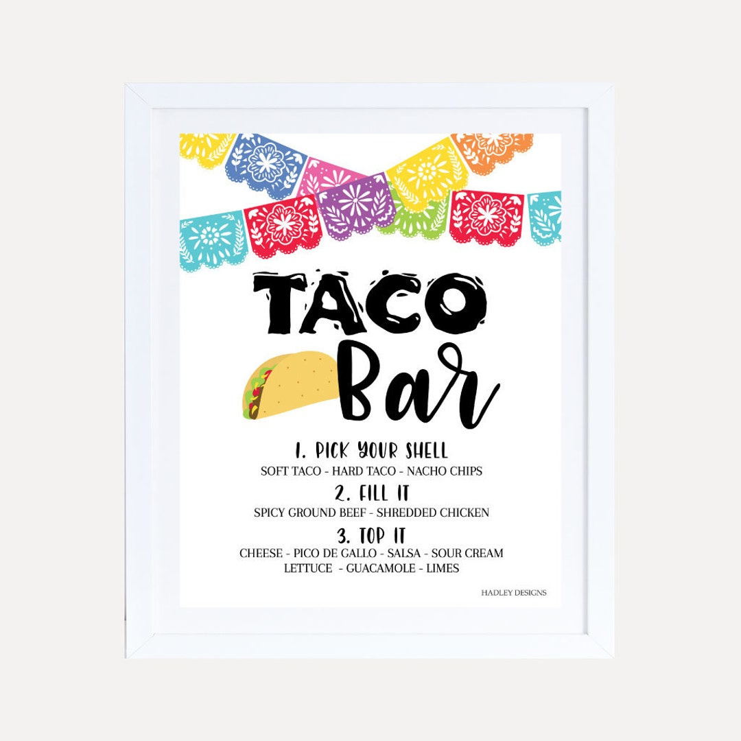 Printable Taco Bar Sign Template, Editable Mexican Buffet Sign within Free Printable Taco Bar Signs