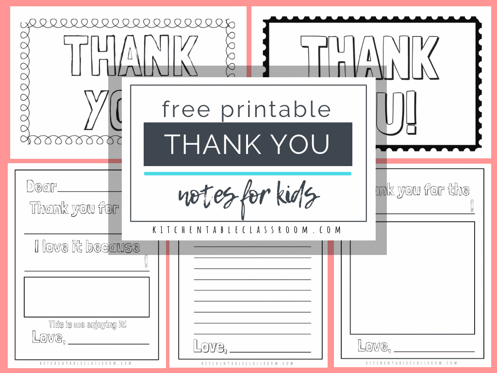 Printable Thank You Cards For Kids - The Kitchen Table Classroom pertaining to Free Printable Thank You Notes