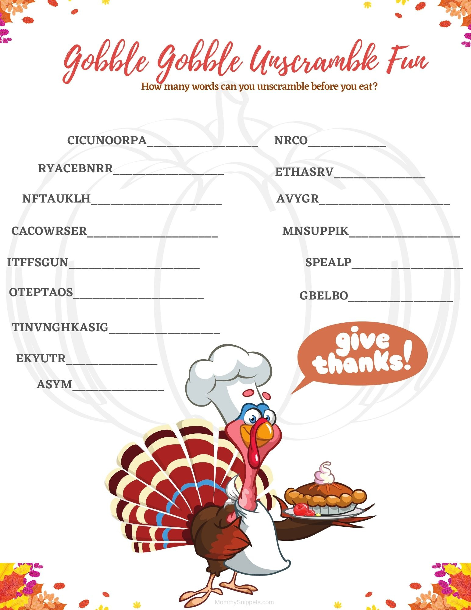 Printable Thanksgiving Activities - Printable Party Favors with regard to Free Printable Thanksgiving Worksheets For Middle School