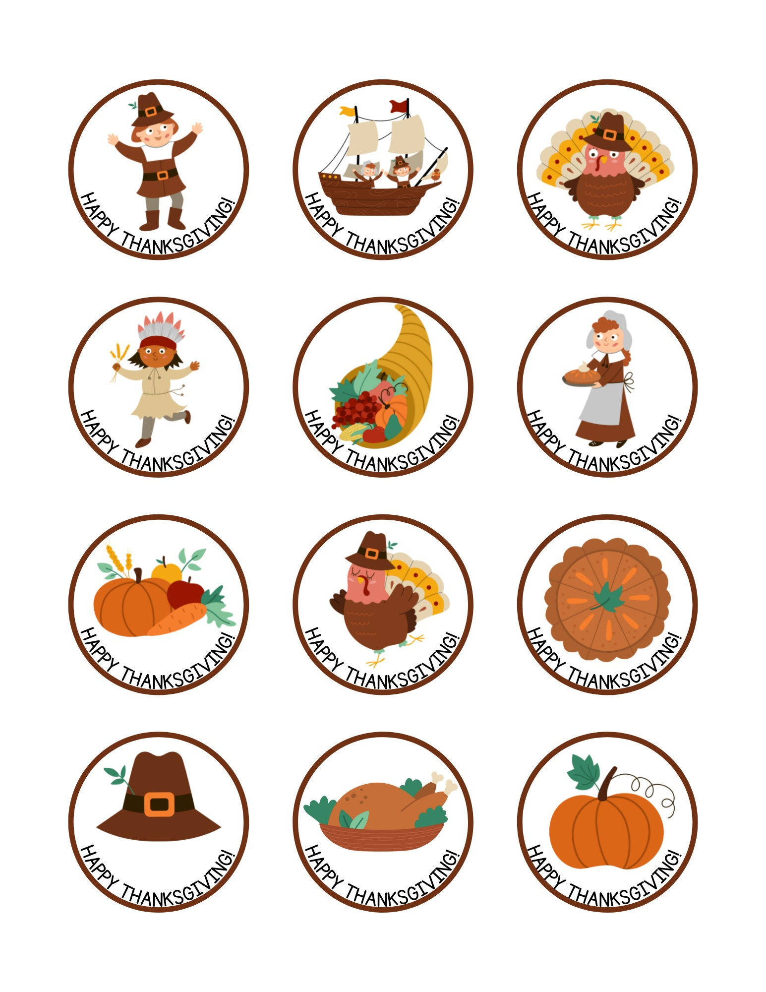 Printable Thanksgiving Cupcake Toppers Pdf For Parties, School for Thanksgiving Cupcake Toppers Printable Free