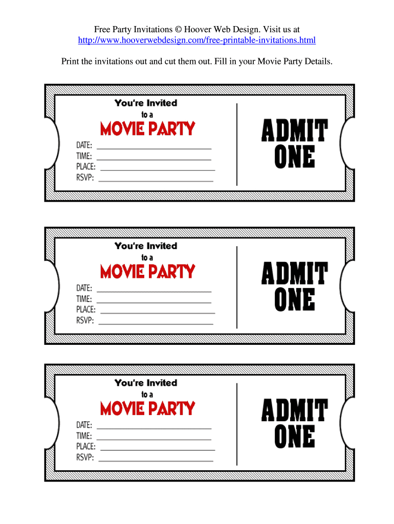 Printable Tickets - Fill Online, Printable, Fillable, Blank with regard to Free Printable Ticket Invitation Templates