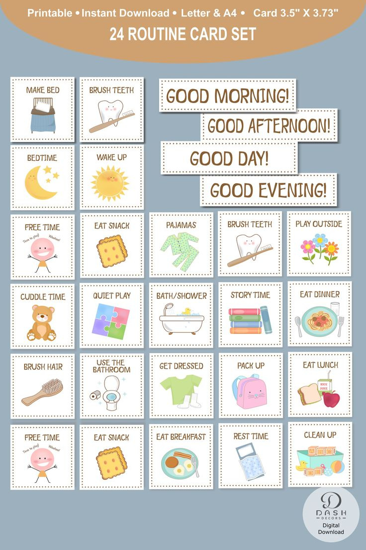 Printable Visual Daily Routine Card Set For Kid'S Daily Routine inside Free Printable Daily Routine Picture Cards