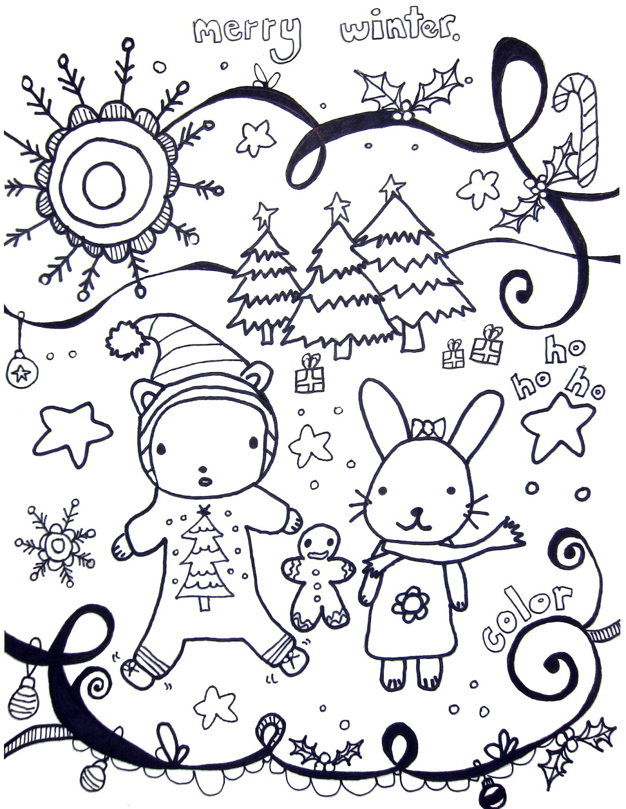 Printable Winter Coloring Pages - Marcia Beckett pertaining to Free Printable Winter Coloring Pages