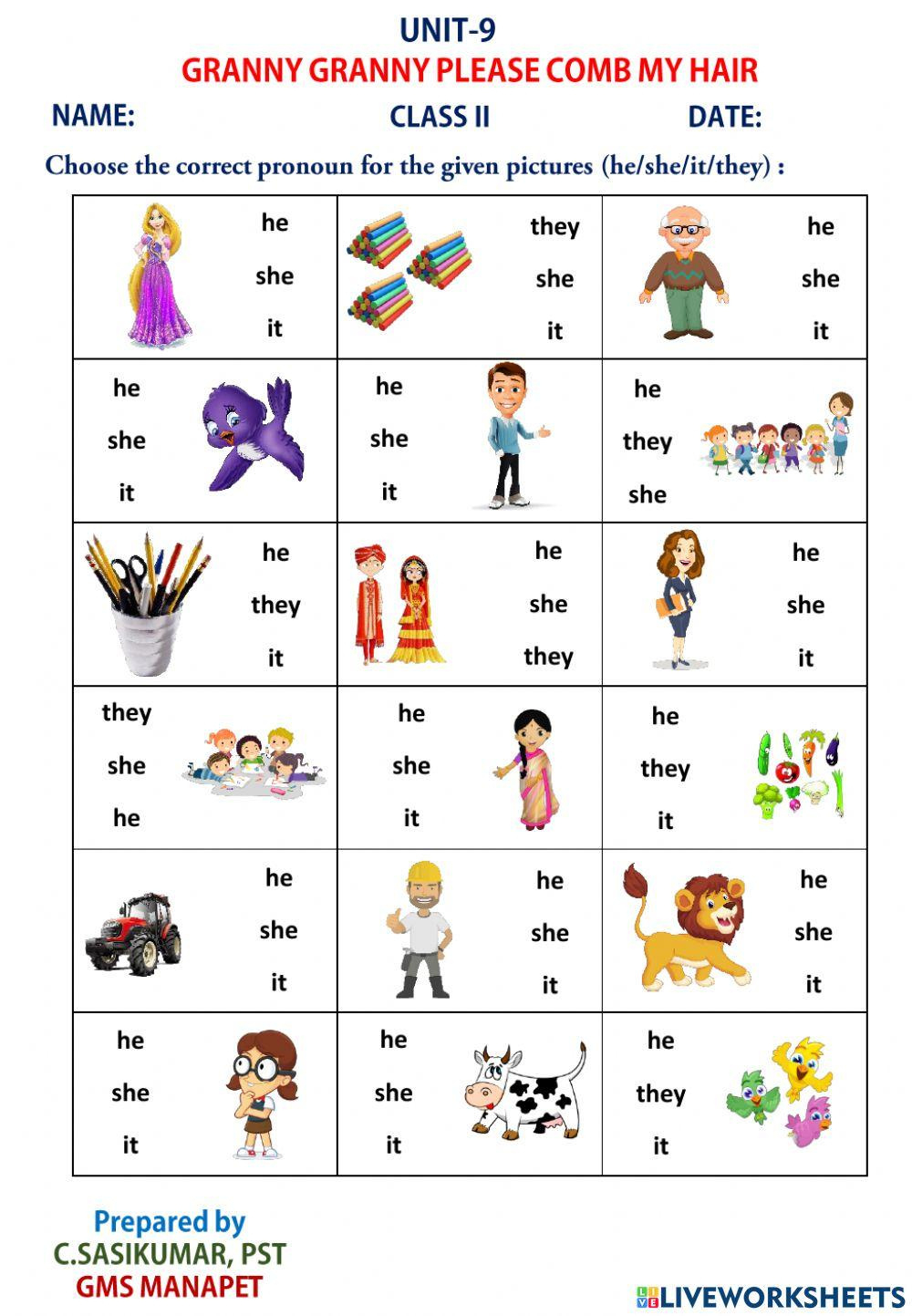 Pronoun Interactive Worksheet For Grade 2 | Live Worksheets regarding Free Printable Pronoun Worksheets For 2Nd Grade
