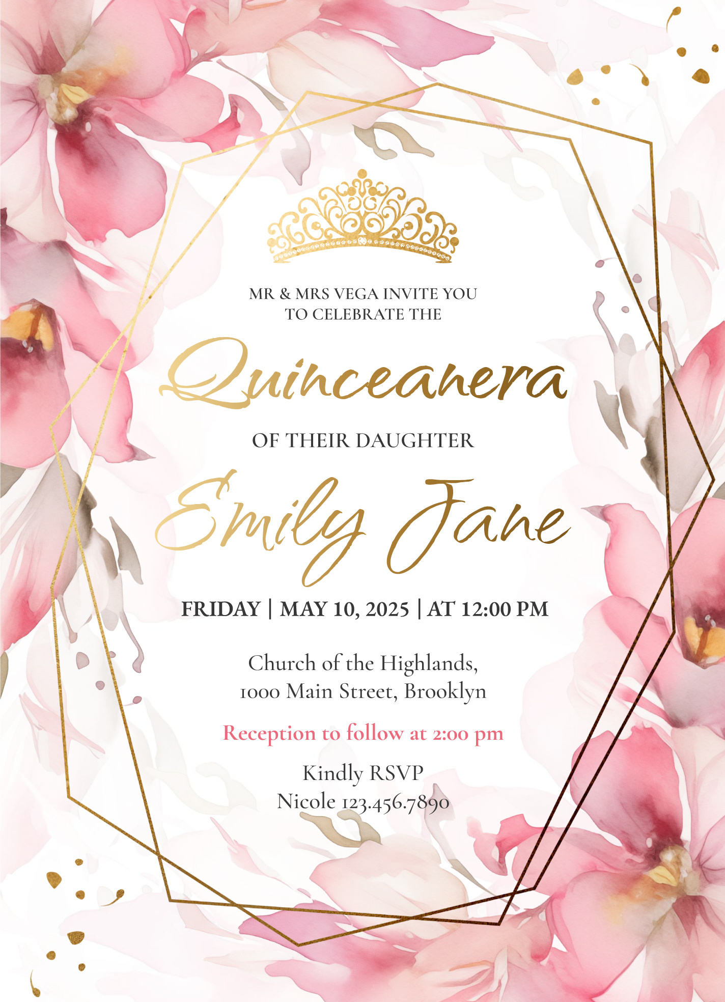 Quinceanera Invitation Free Google Docs Template - Gdoc.io pertaining to Free Printable Quinceanera Invitations
