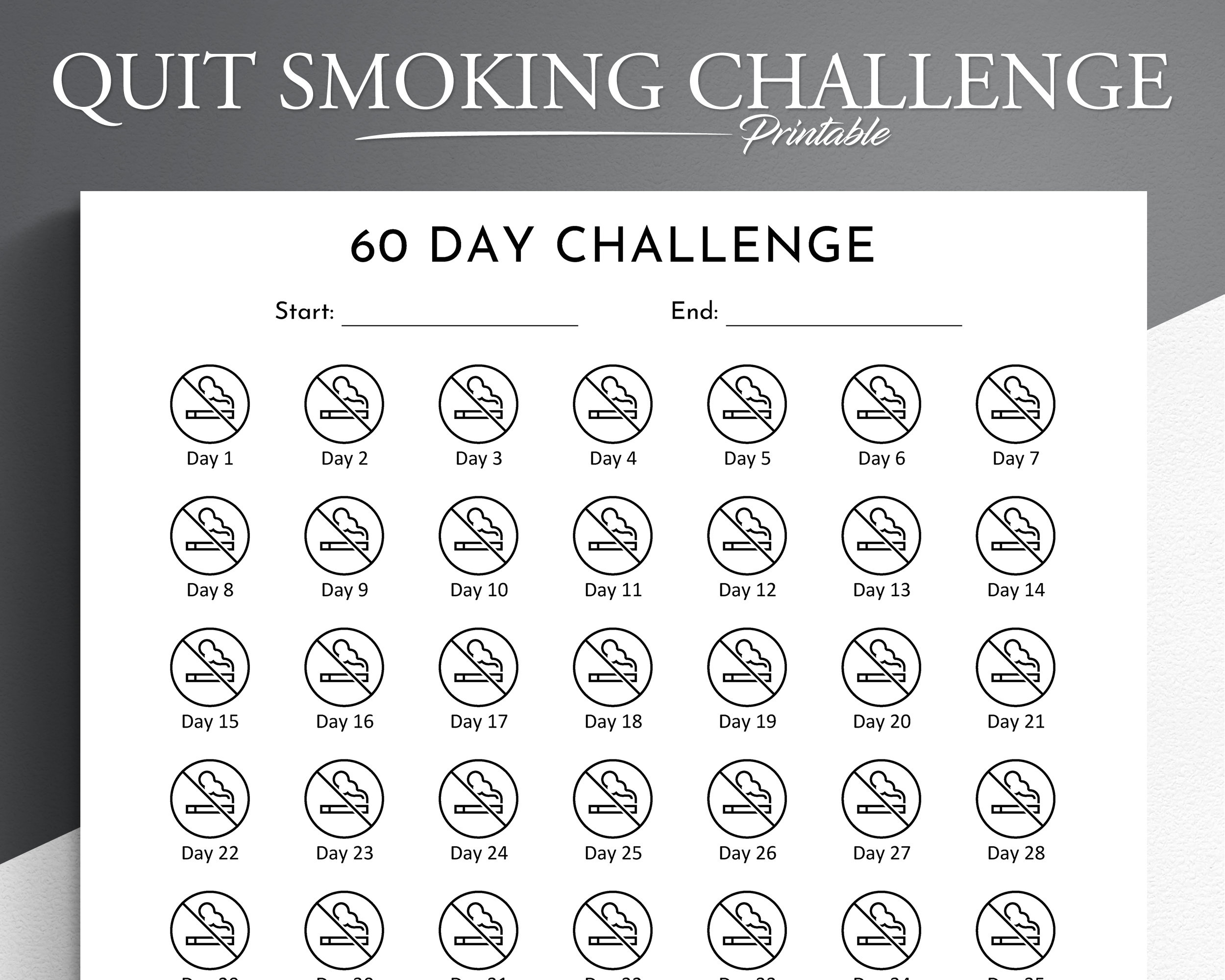 Quit Smoking Printable Challenge. Stop Smoking Tracker. - Etsy intended for Free Printable Nicotine Patch Coupons
