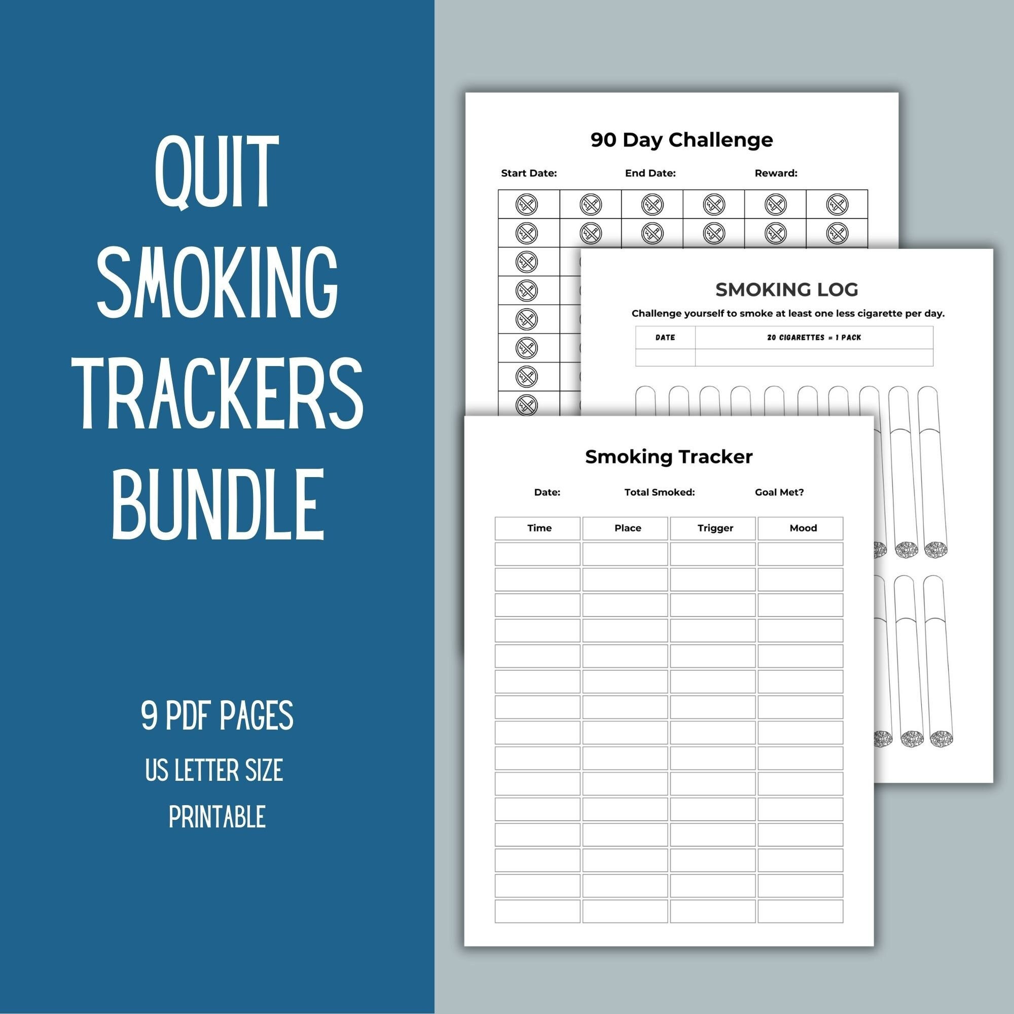 Quit Smoking Trackers Bundle | 30 Day 60 Day 90 Day Trackers And throughout Free Printable Nicotine Patch Coupons