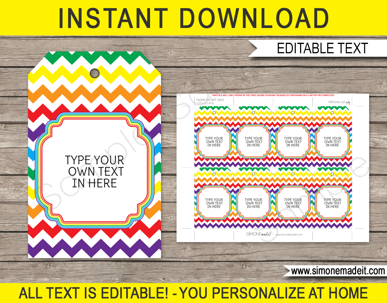Rainbow Favor Tags Template with Free Printable Thank You Tags For Birthday Favors