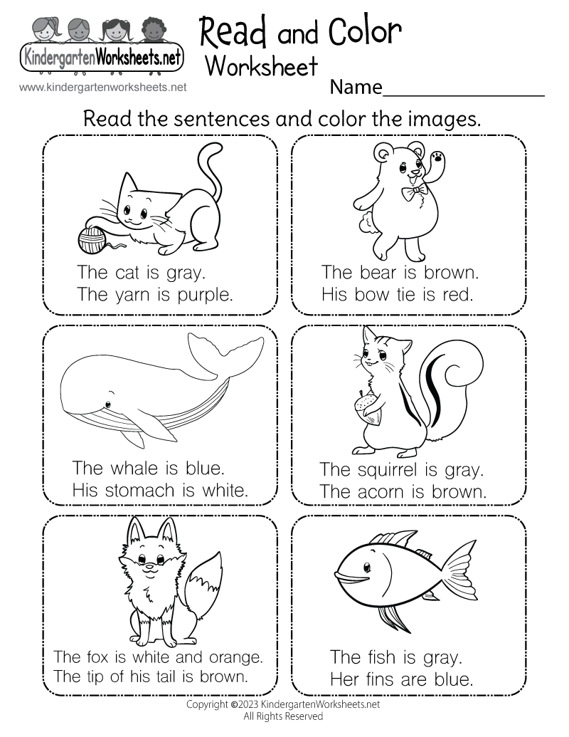 Read And Color Worksheet - Free Printable, Digital, & Pdf for Free Printable English Reading Worksheets For Kindergarten