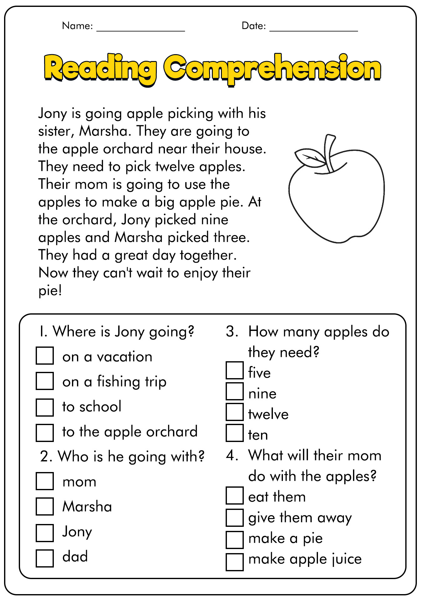 Reading Comprehension Worksheets For Grade 1 - Worksheets Library inside Free Printable Grade 1 Reading Comprehension Worksheets