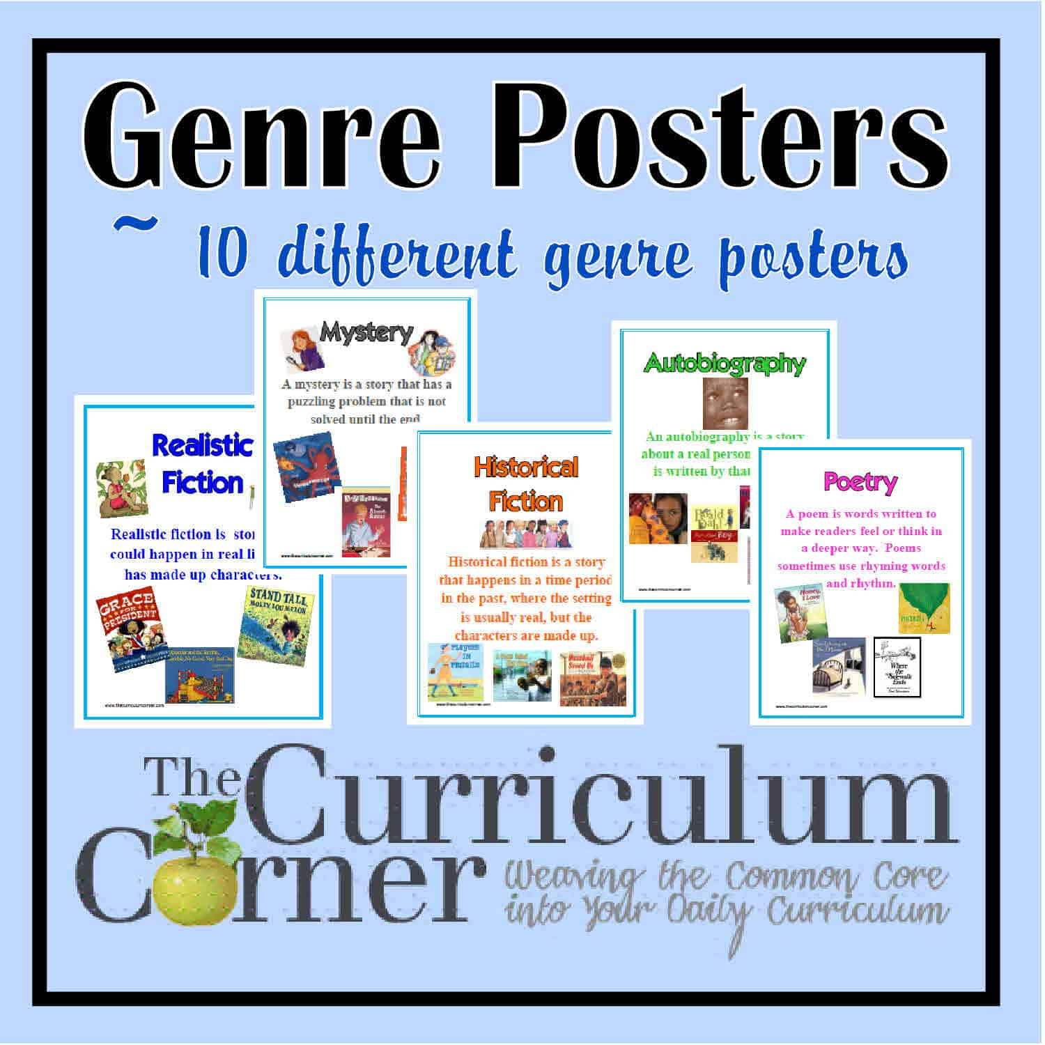 Reading Genre Posters - Free Printables From The Curriculum Corner inside Genre Posters Free Printable