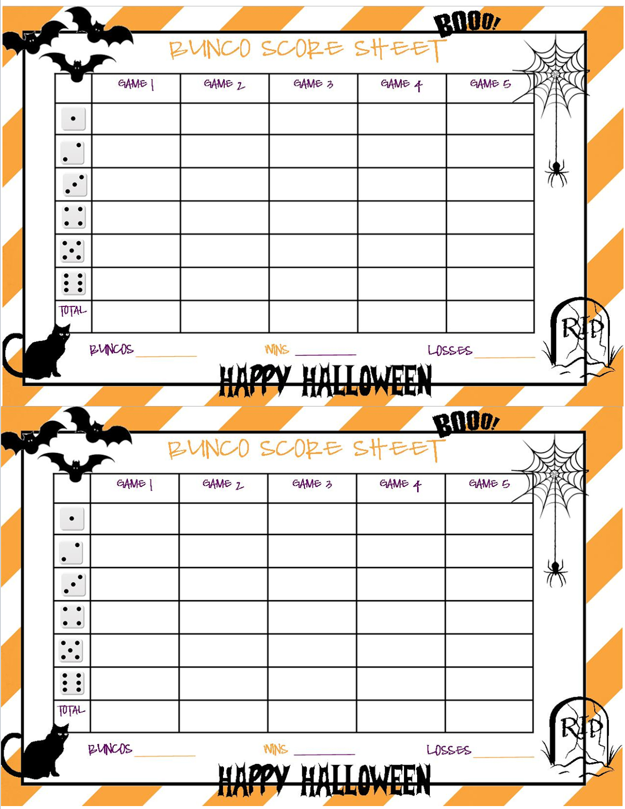 Recipes From Stephanie: Halloween Bunco Sheet throughout Free Printable Halloween Bunco Score Sheets