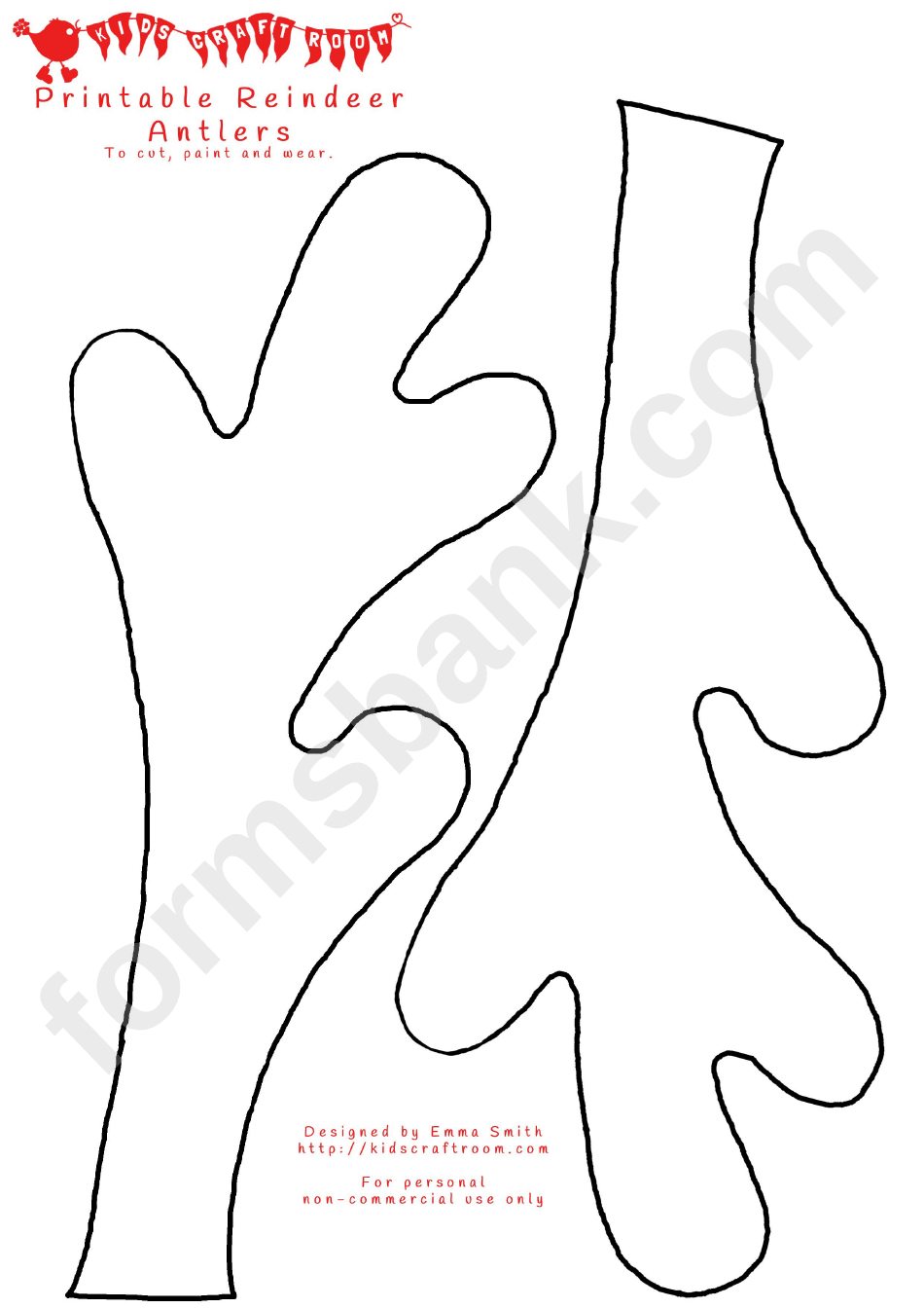 Reindeer Hat Printable - Printable Party Favors inside Reindeer Antlers Template Free Printable
